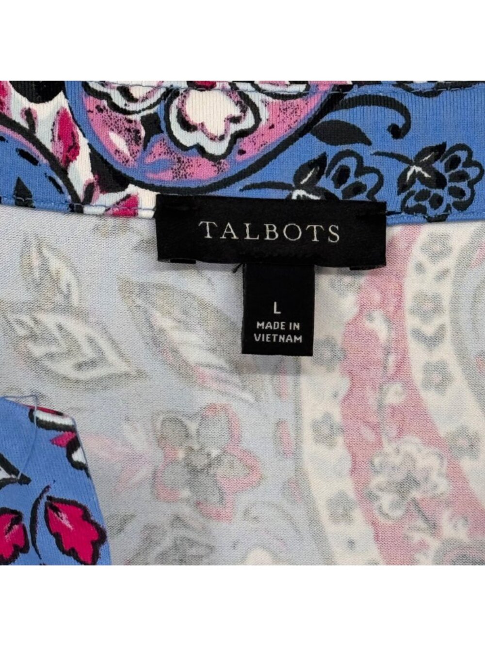 Talbots Effortless Jersey knit Tie Waist Midi Dress Seaside Paisley size large - Picture 4 of 13